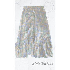 Btween Girls Flowing Skirt Size 8 Blue Yellow Green Easter Colors Floral